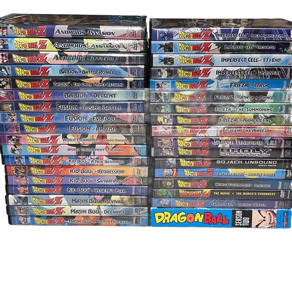 Lot of 35 Dragon Ball Z DVD Frieza Fusion Majin Buu Imperfect Cell Kid Buu Broly